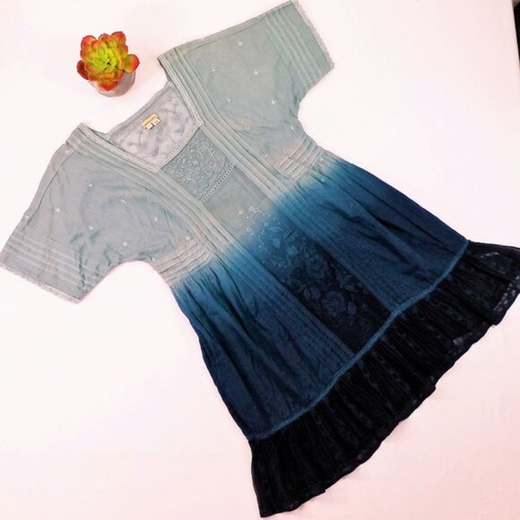 Holding Horses Anthropologie Ocean Dipped Blue Tunic Mini Dress Womens XS NWOT - Picture 7 of 10